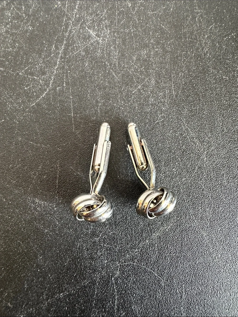 Mens Silver Tone Knot Cufflinks Classic Woven Knot Cuff Links Formal Tuxedo